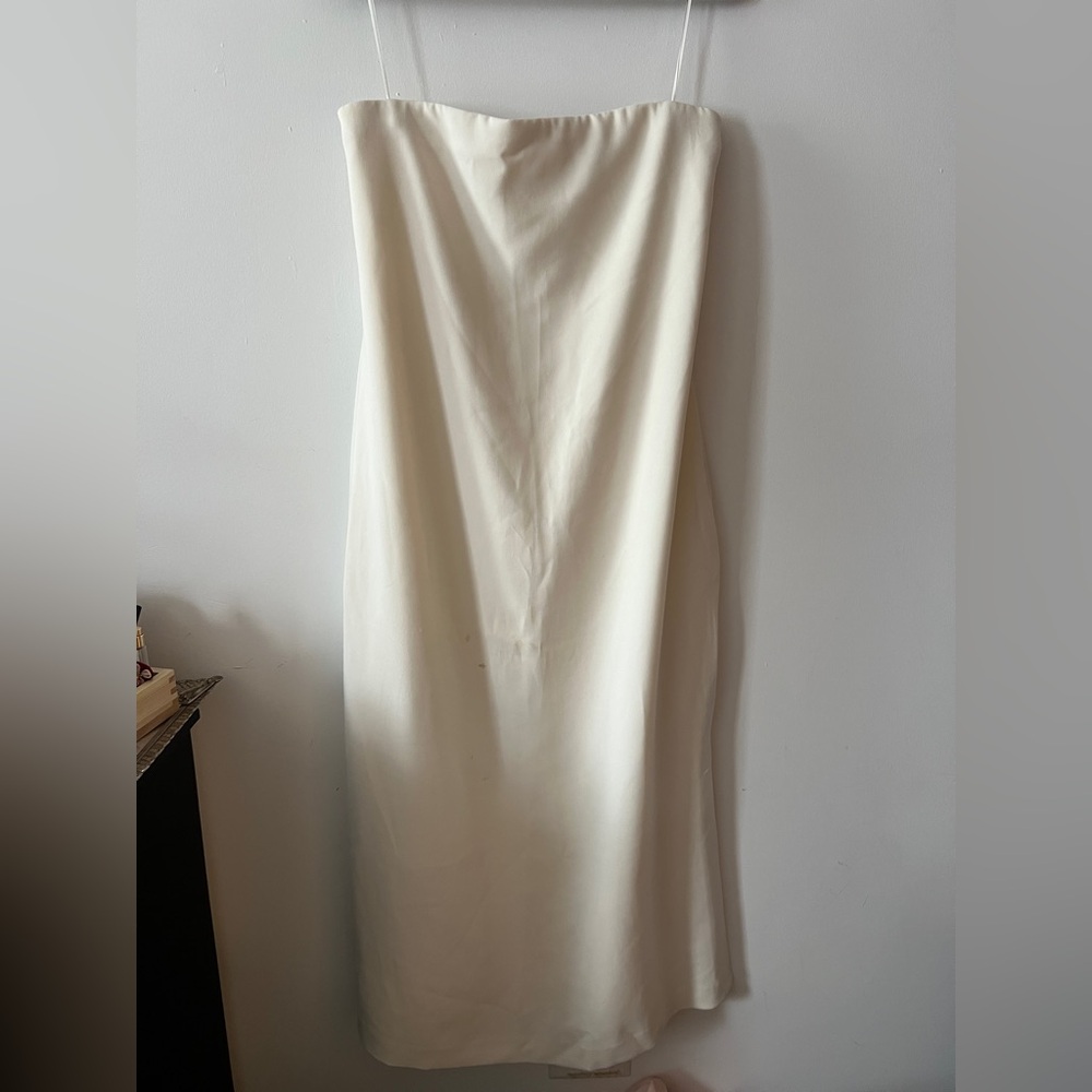 Theory Strapless ivory Midi Column Dress Size 12